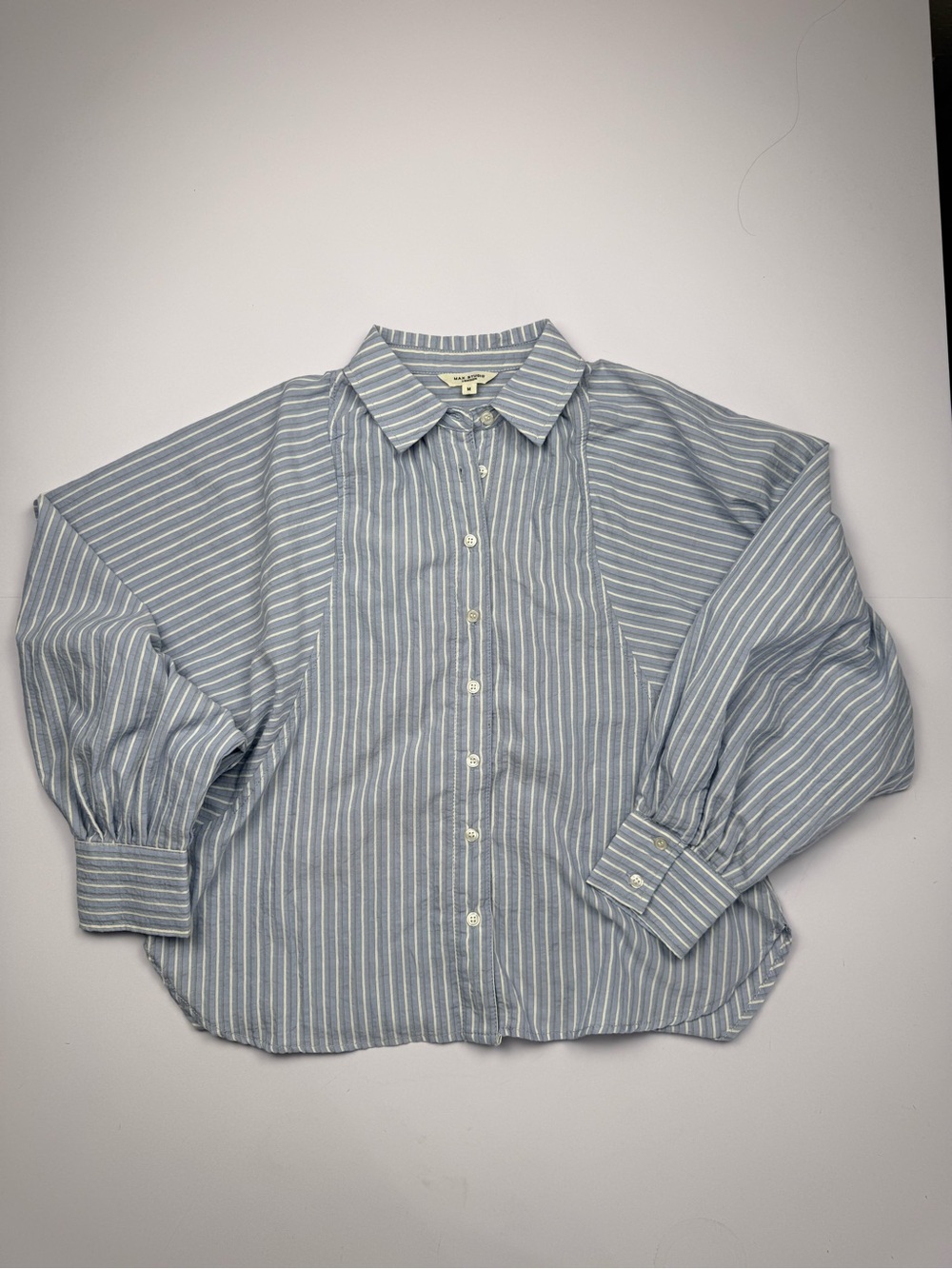 Max Studio London Stripe Dolman Sleeve Button Down Blouse M Coastal Chic - Picture 7 of 10